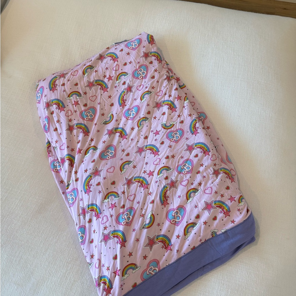 Posh Peanut Groovy Barbie and Friends Grand Luxe Blanket New Pink and Purple - Picture 2 of 4